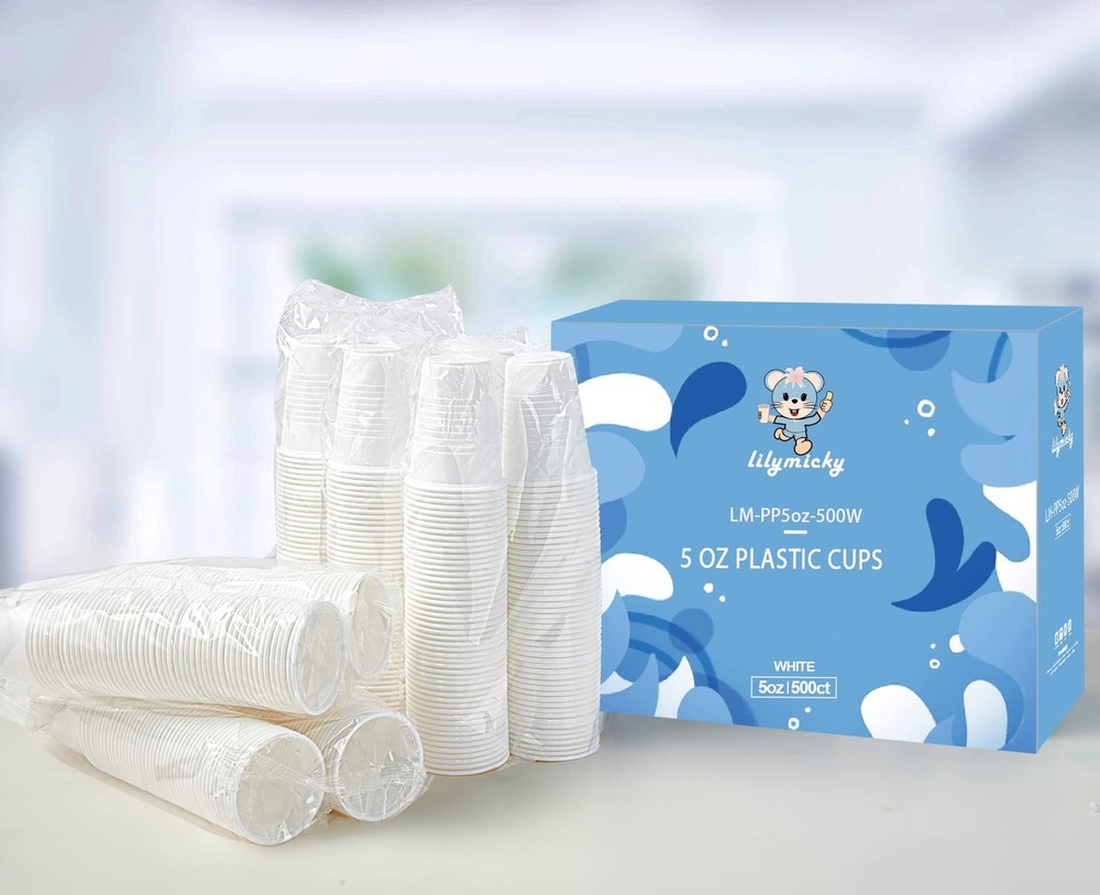 500 Pack 5 oz Disposable Plastic Cups, Small Plastic Drinking White Beverage ...
