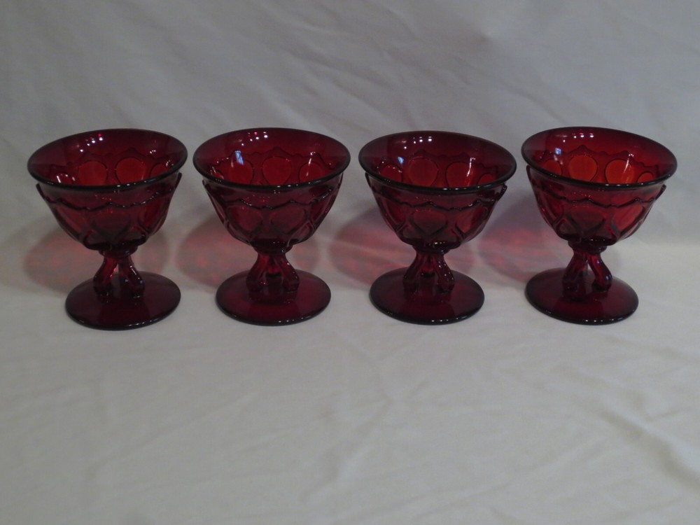 SET OF 4 WESTMORELAND DORIC RUBY SHERBETS