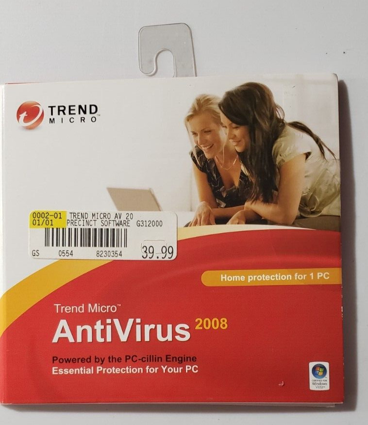 Vintage Trend Micro Antivirus 2008 CD with Serial Number, EUC