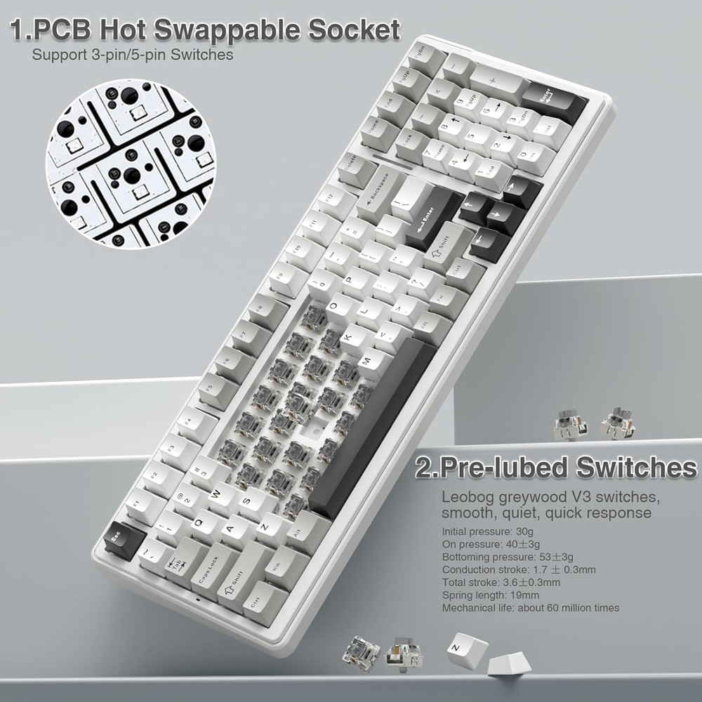 AULA Mechanical Keyboard Wireless / Wired Gaming Keyboard Computer Hot Swappable