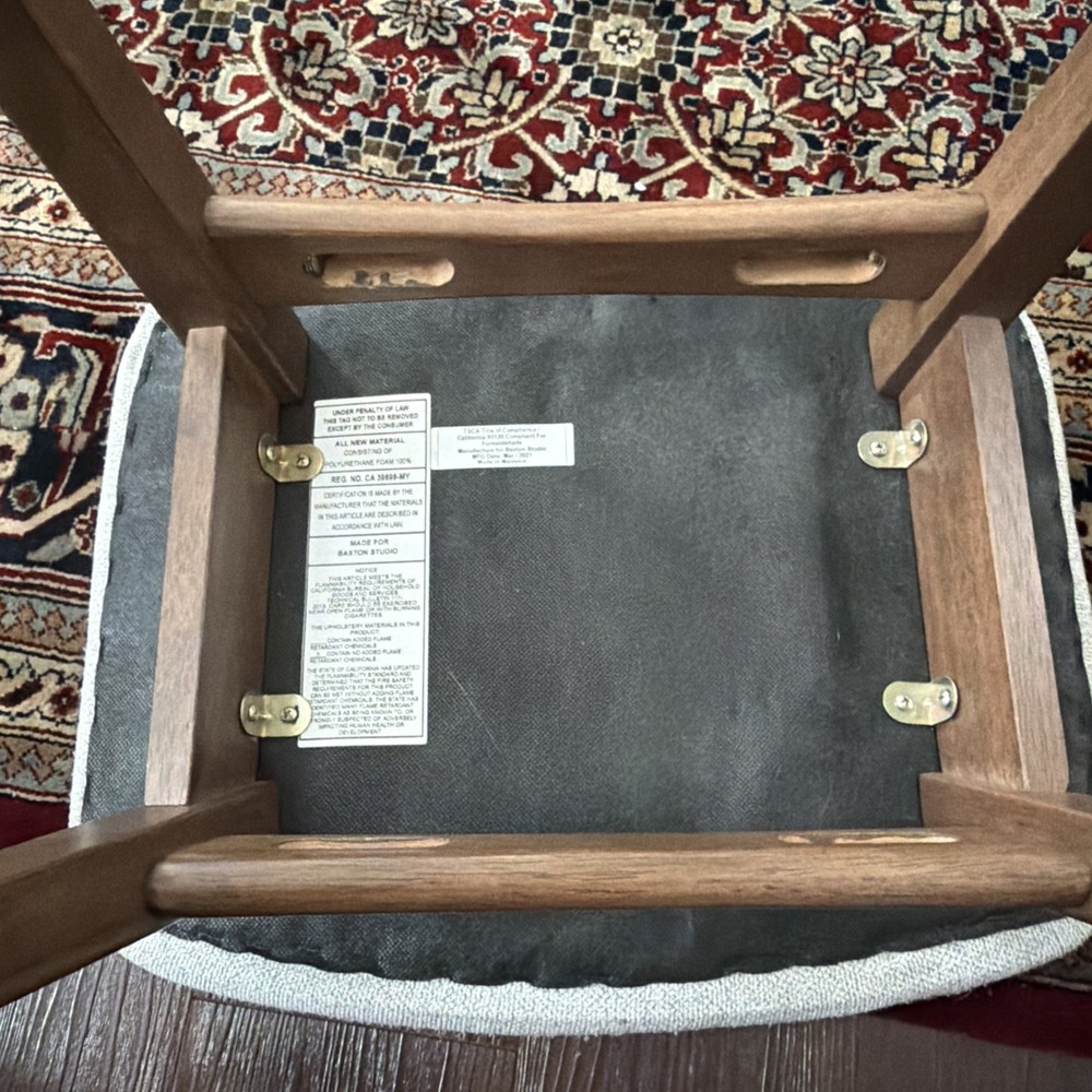 Upholstered Wood Footstool Gray/Brown - Baxton Studio