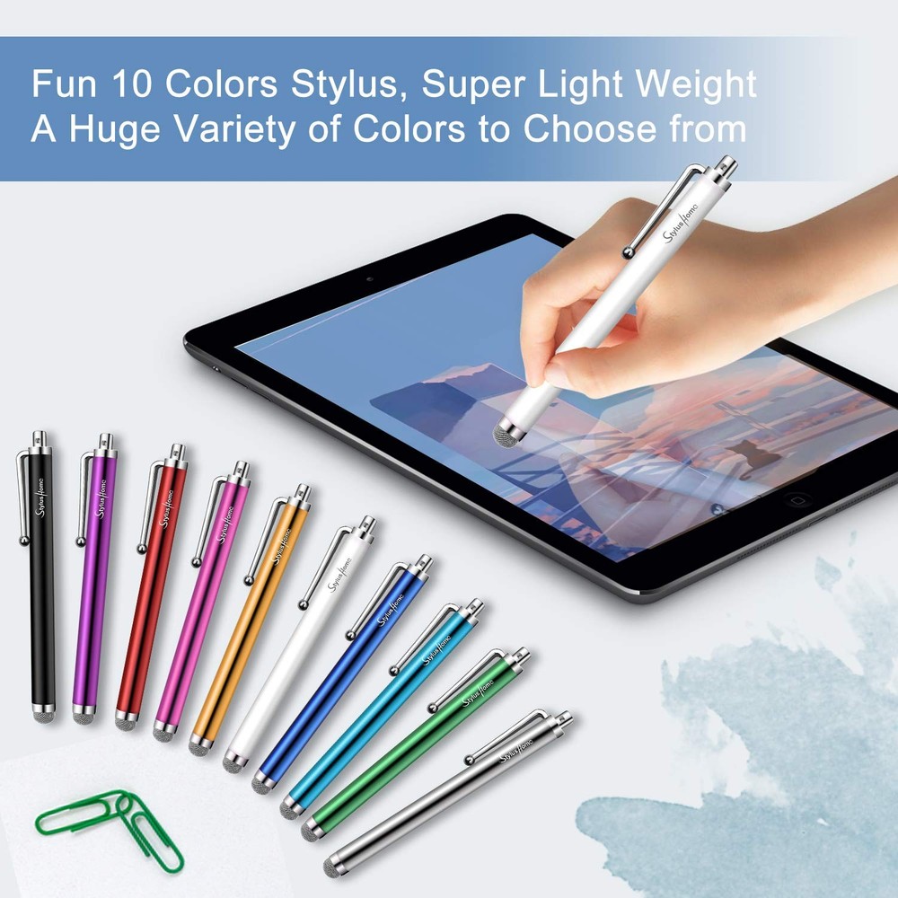 10 Pack Stylus Pens for Touch Screens, Mesh Fiber Tip ipad...