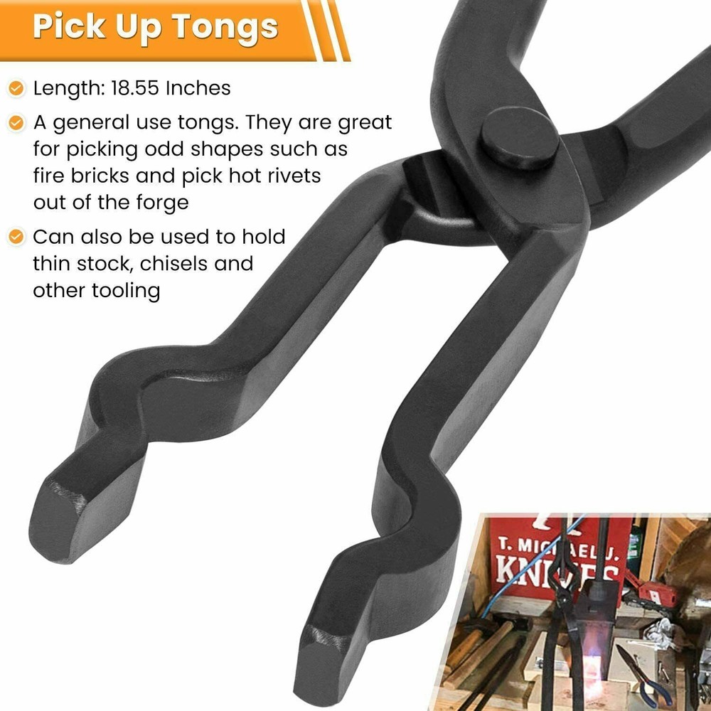 Beginner blacksmith tongs Blacksmith Forge Tong Tools Set Flat Jaw Pick Up