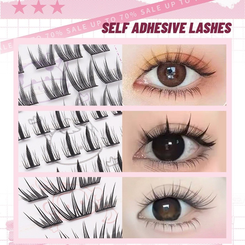 12 Styles Segmented Self-Adhesive False Eyelashes – Mixed Set No Glue