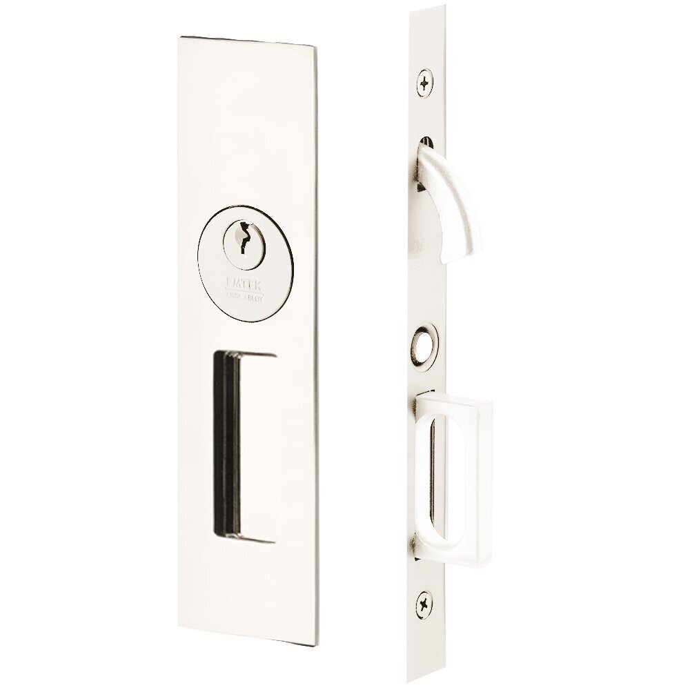Emtek 2153-US26 Narrow Modern Rectangular Keyed Pocket Door Mortise Lock