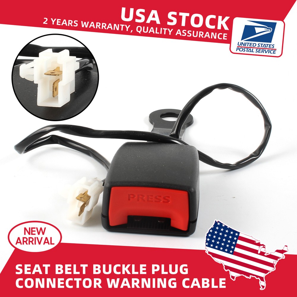 Driver Passenger Front Seat Belt Buckle Socket Plug Connector w/Warning Cable US