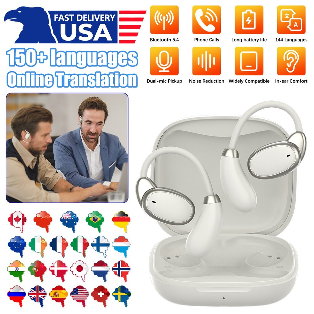 AI Translator Earpiece Real Time 200+ Language Wireless Bluetooth 5.4 Hands-Free
