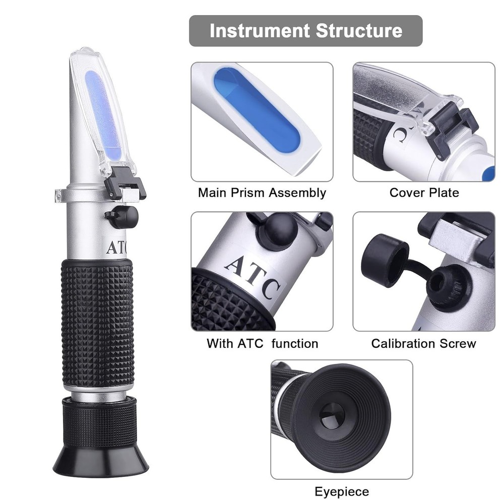 Portable Digital Refractometer with ATC - Brix & Specific Gravity Measurement