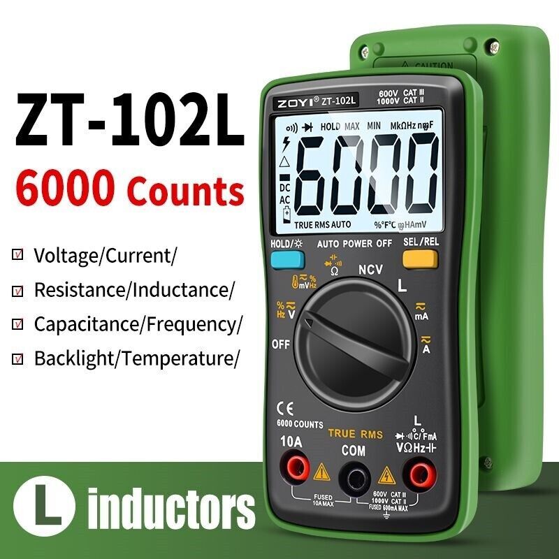 Digital Multimeter 6000 Auto Range AC/DC Ammeter Volt Backlight 60H LCR Tester