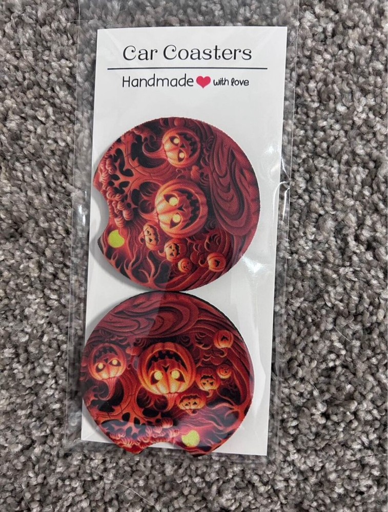 car coaster set of 2 - HALLOWEEN