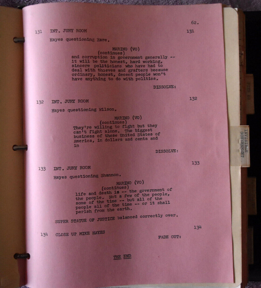 1961-2 " Target: The Corruptors " Original Screenplay Scripts.