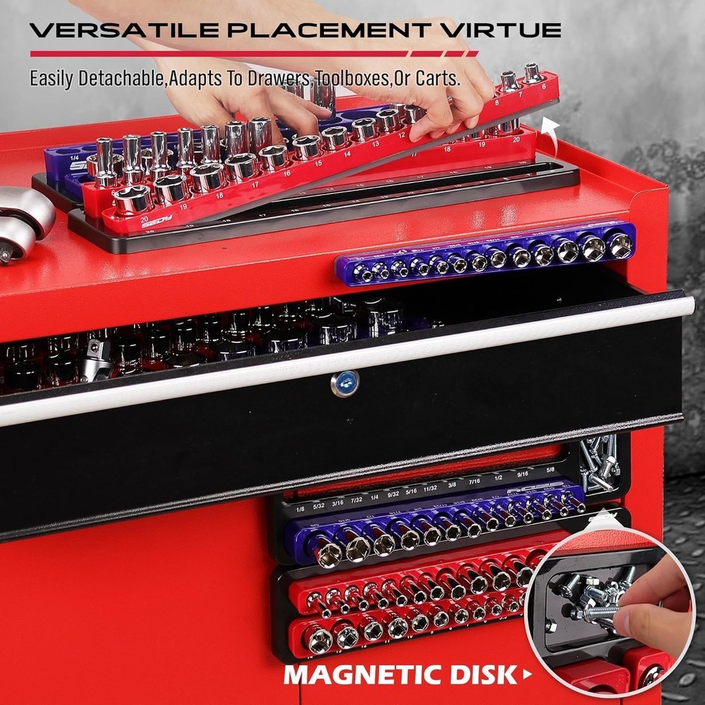 Portable Magnetic Socket Holder Set - 6-Piece Storage Solution for Every Toolbox
