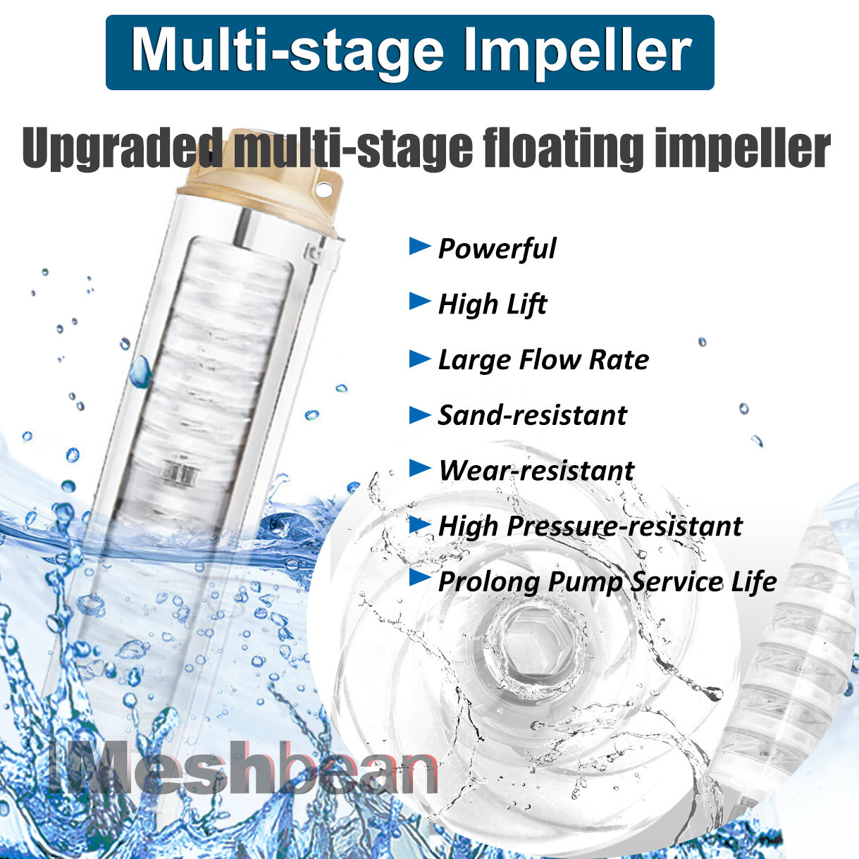 3'' OD 1HP Deep Well Submersible Pump 230V 13GPM 247ft Stainless Steel 100' Cord