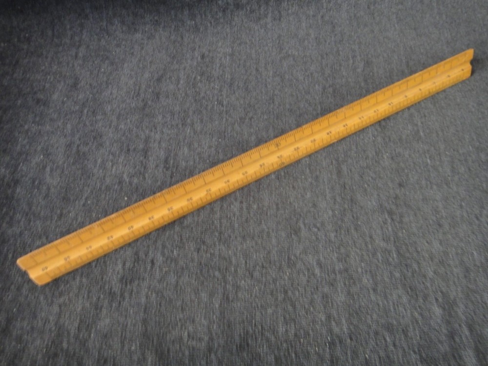 Vintage Unbranded Engineer Triangular 12" Wood Scale
