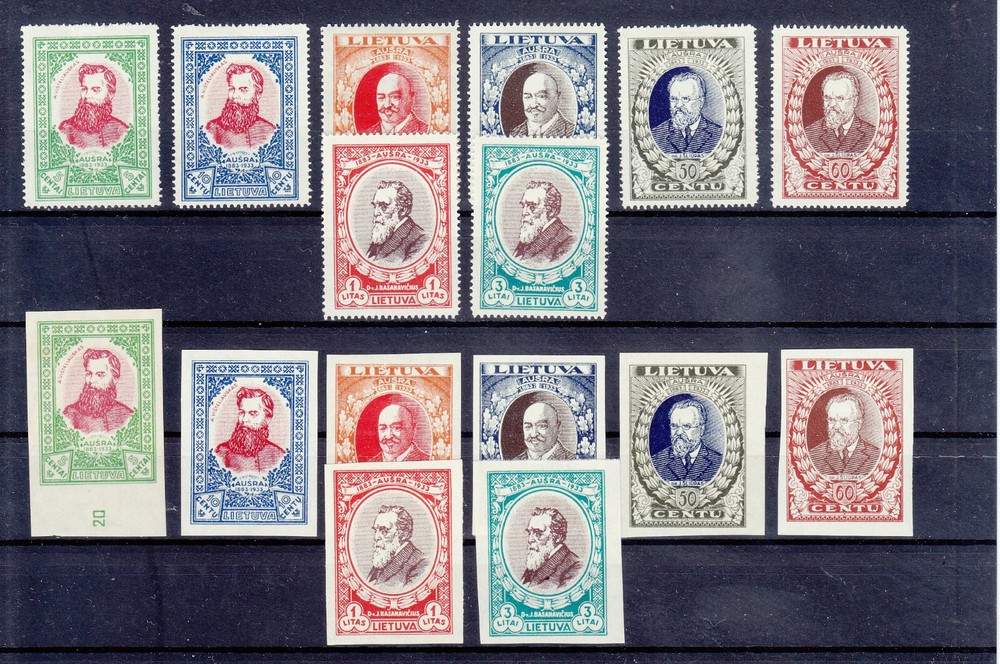LITHUANIA 1933   Mi 356-363 A & B  TWO COMPLETE SETS   MLH*