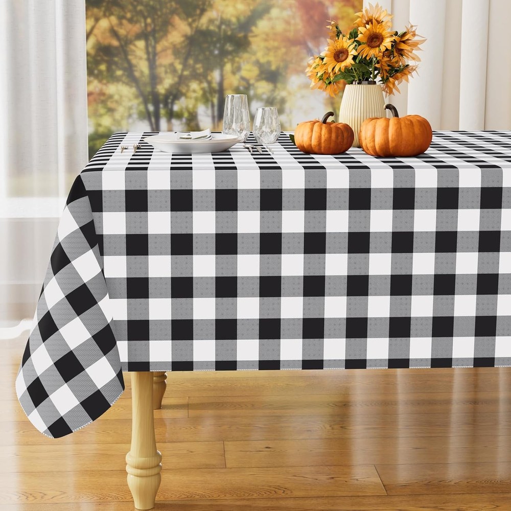 misaya Rectangle Waterproof Vinyl 84 x 60 (Rectangular), Black and White