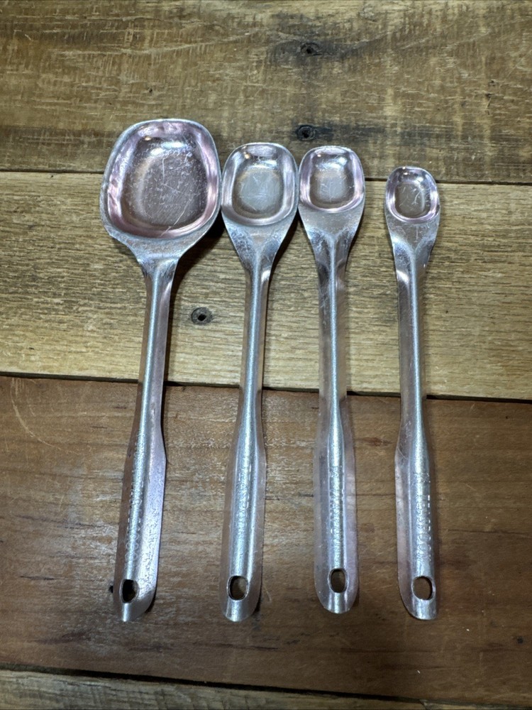 Vintage US STD. Copper Colored Long Handled Aluminum Nested Measuring Spoon Set