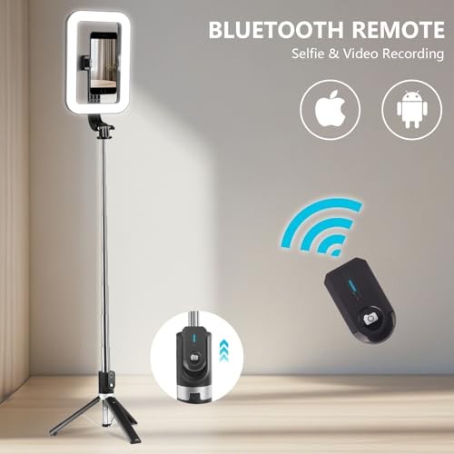 Selfie Ring Light with Stand, Tripod with Dimmable LED Lights, Extendable Ring