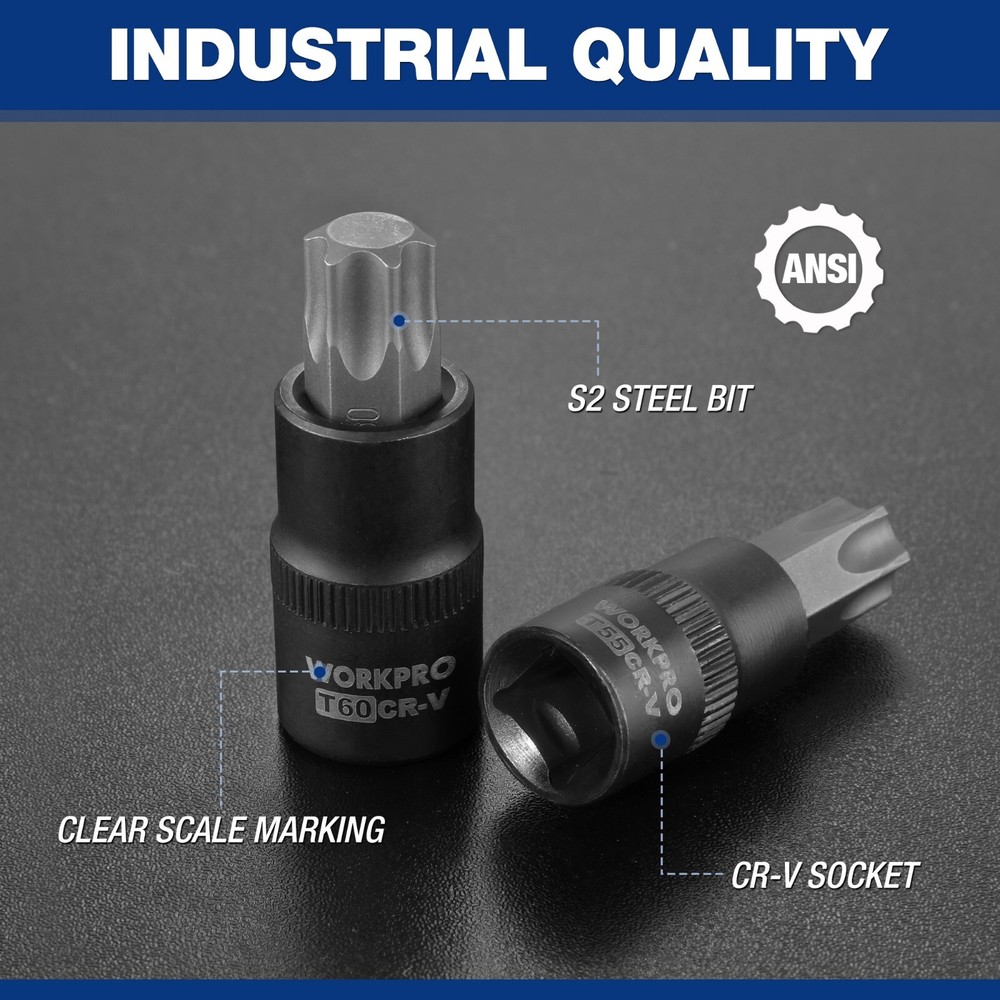 WORKPRO 13-Piece Hex Socket Set Socket Set 1/4"3/8"&1/2" Drive Allen Socket Set