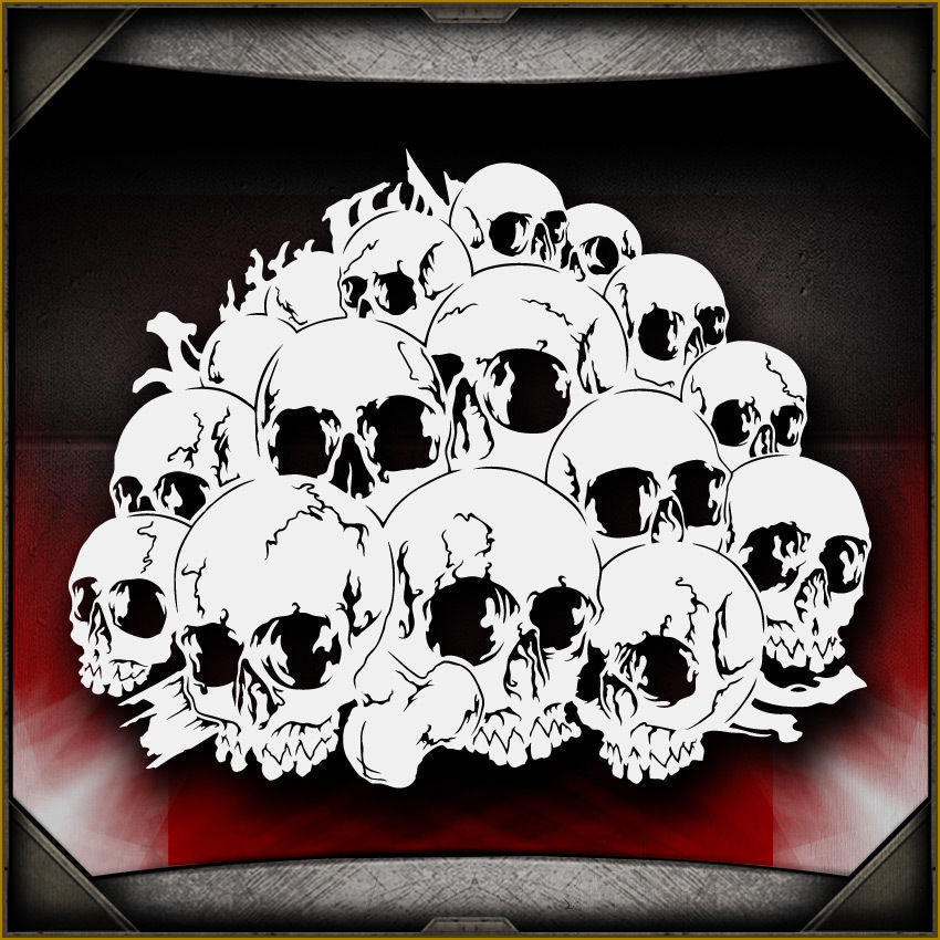 Skull Background 11 -  Airbrush Stencil Template Airsick
