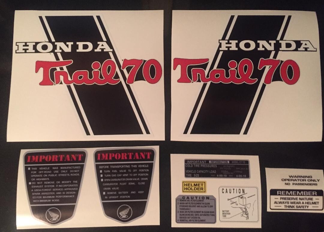 CT70H Trail CT70H KO Frame Decal Complete Set   "Trail 70"