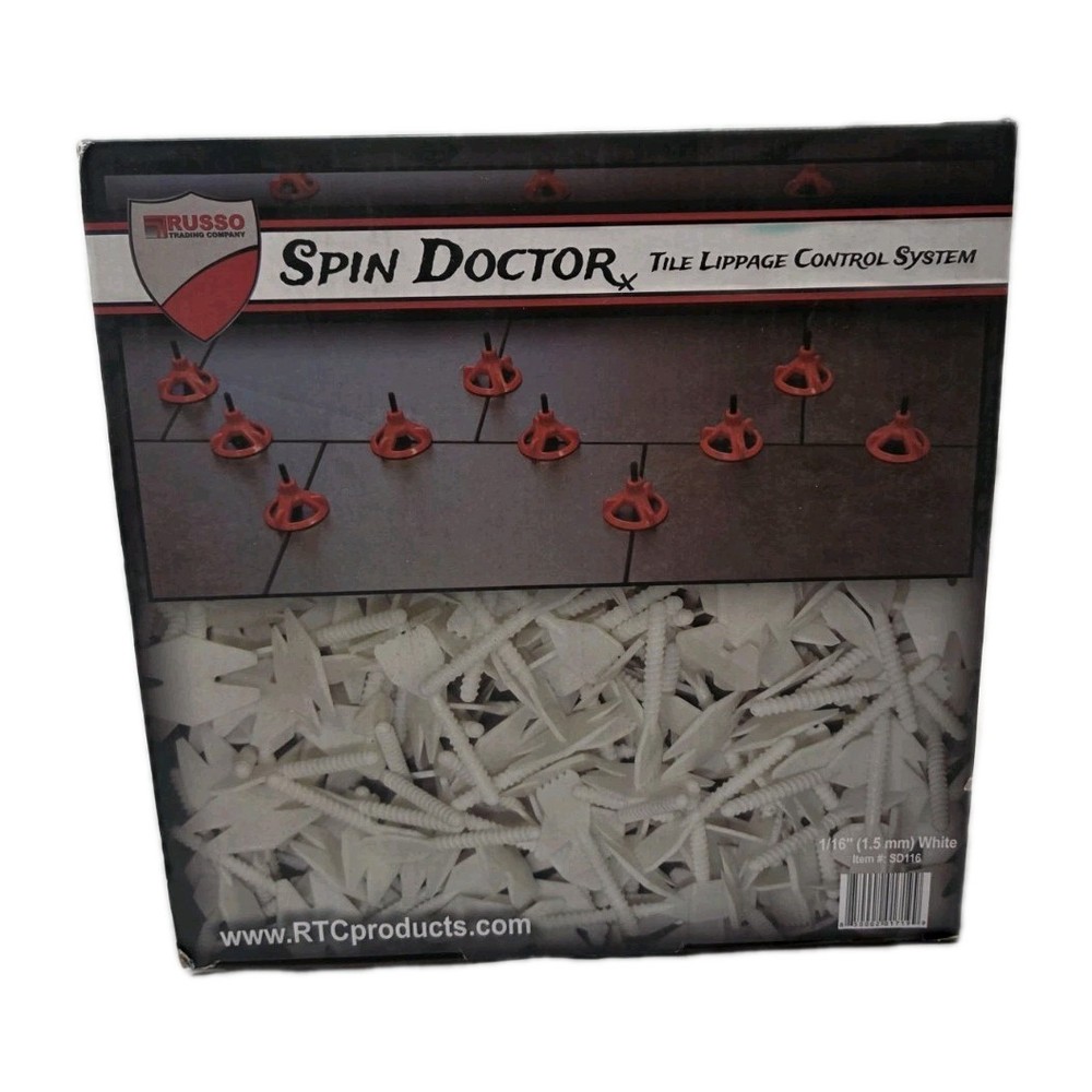 SPIN DOCTOR TILE LIPPAGE CONTROL SYSTEM 1/16" (1.5mm) WHITE THREADED POST 250pcs