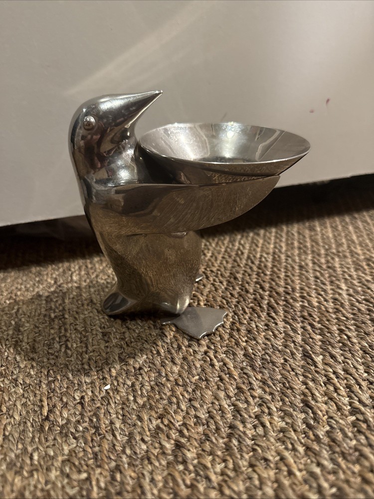 Restoration Hardware Silver Plate Penguin Butler Candy Dish Keys Nuts