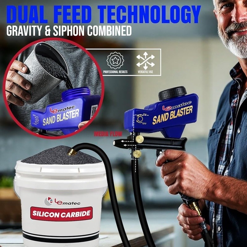 Air Compressor Powered Soda Blaster Kit Lightweight Rust Removal Tool Crafts New