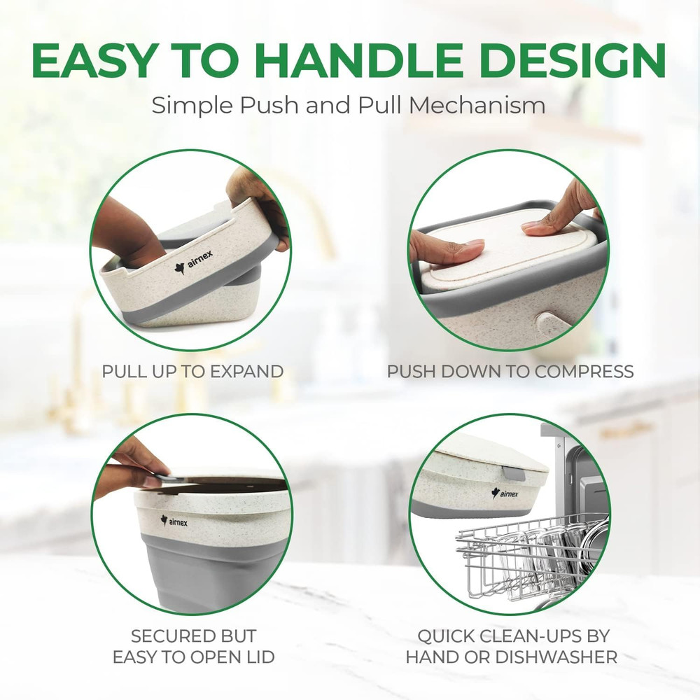 Collapsible Compost Bin Kitchen Counter Caddy - 1 Gallon Countertop Compost Bin