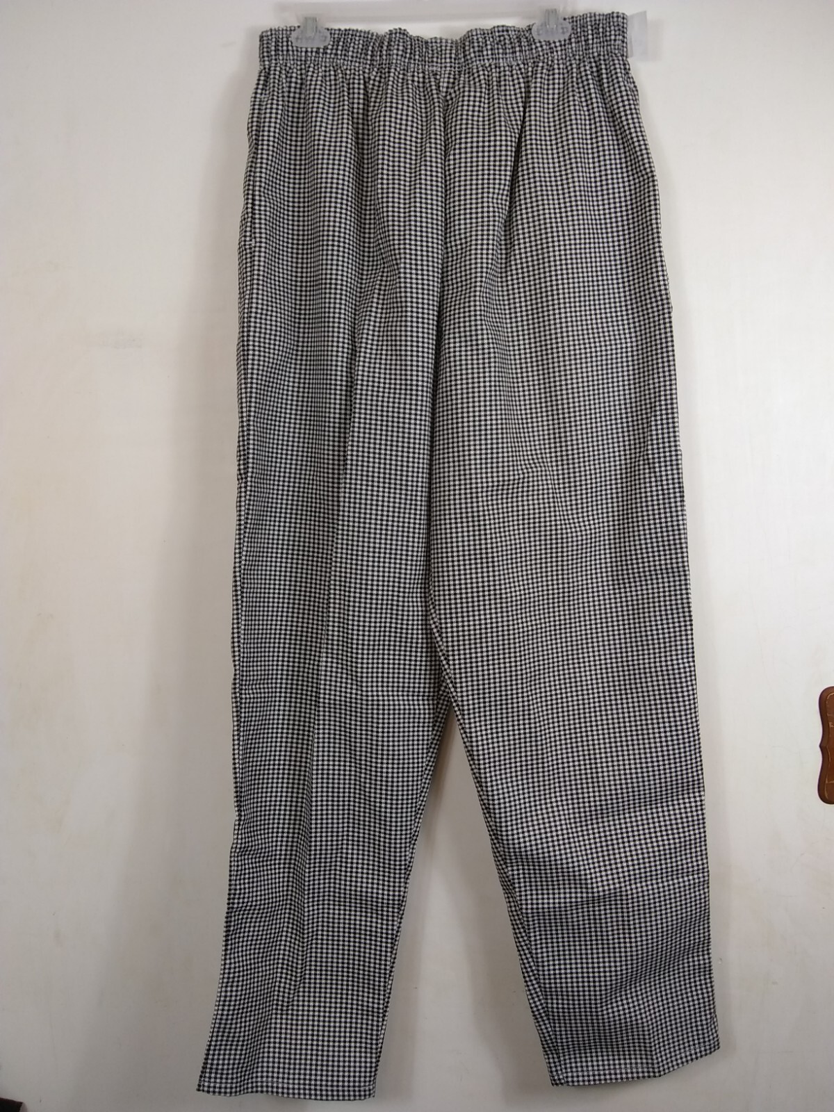 Chef Designs Pants Unisex Lg 34-38 Drawstring Pkts Blk/Wht Check Cotton Blnd NWT