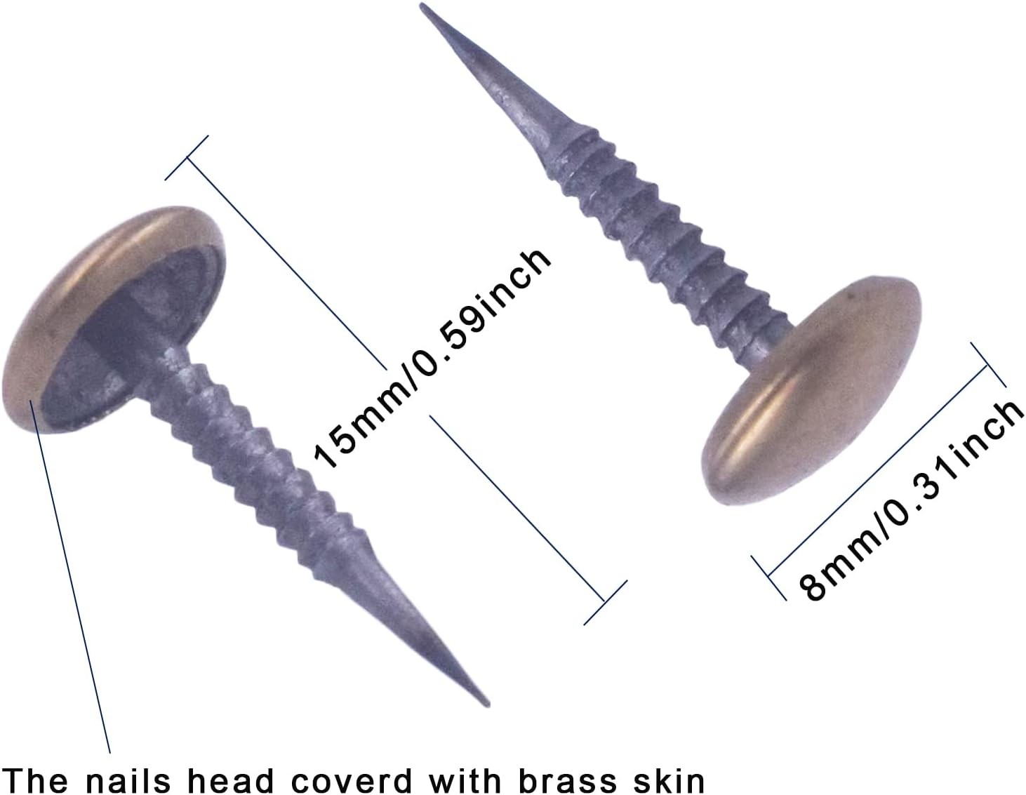 200pcs Antique Upholstery Tacks for Furniture, Sofa, Craft, Brass Coated