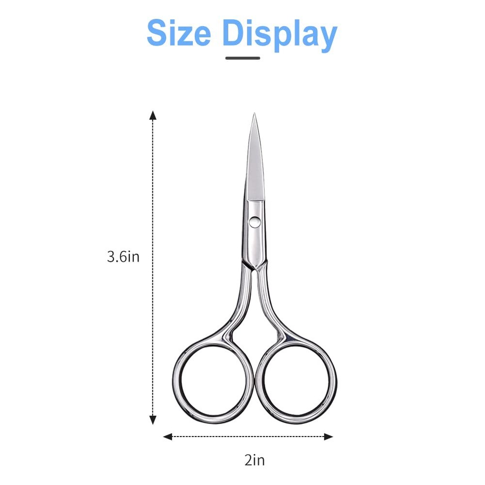 Eyebrow Scissors, Precision Grooming Shears, 1Pcs Silver