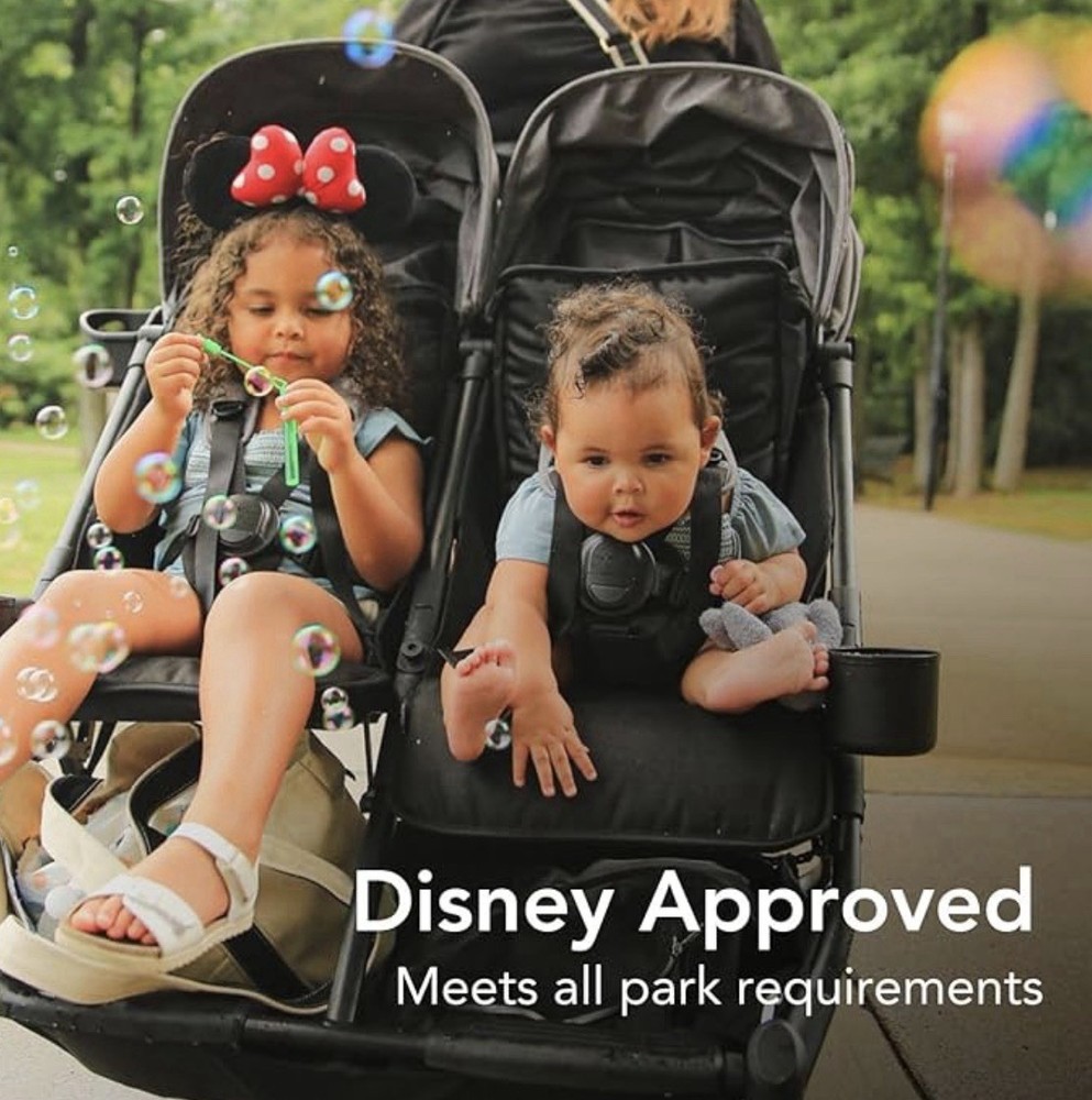 Strolee V2 Double Lightweight Stroller Black Adjustable Handles Compact Fold New