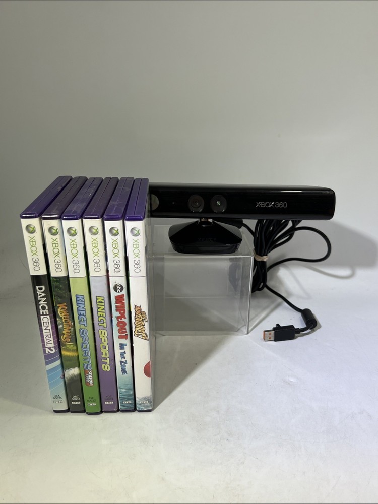 Microsoft Xbox 360 Kinect Sensor Bar W/6 Games Tested Bundle Lot #ML2