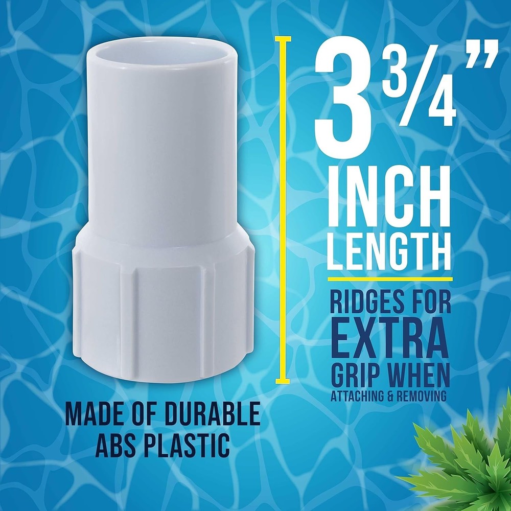 1-1/2" Pool Hose Cuff - Secure Threaded ABS Plastic Replacement for Vacuums