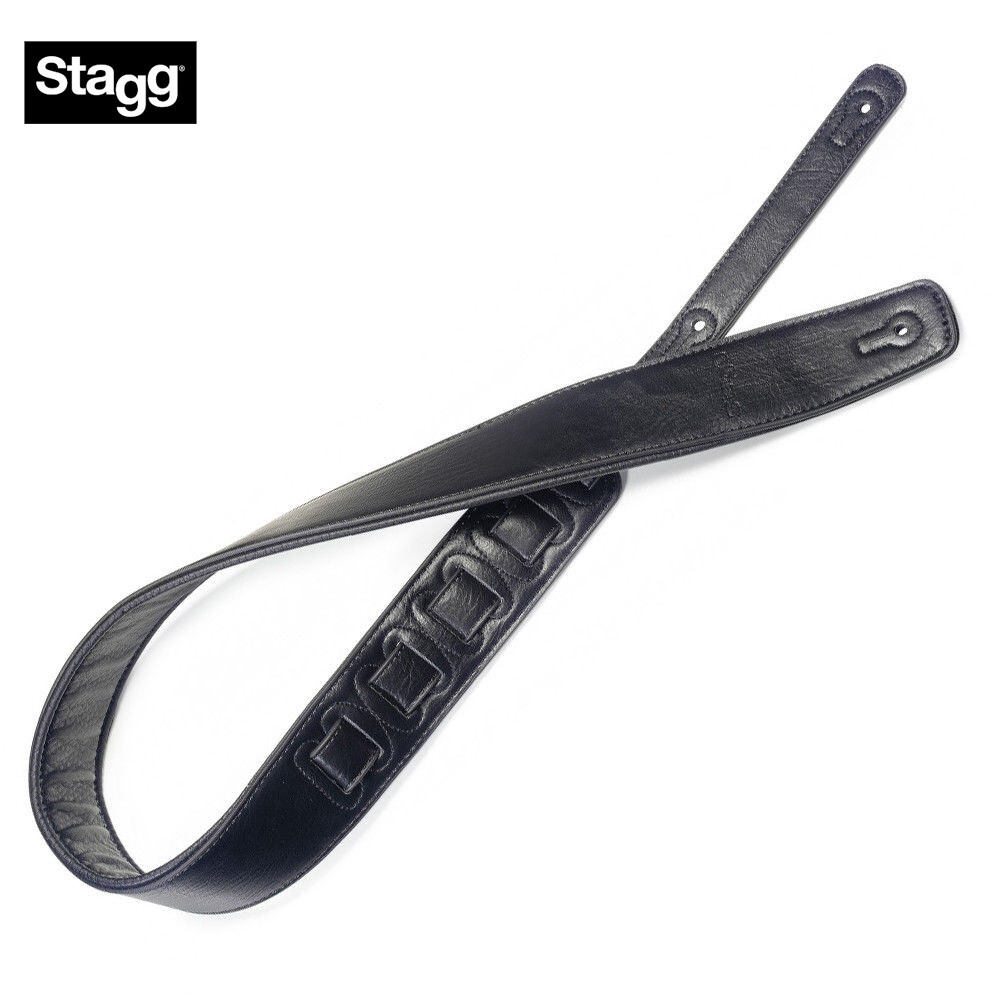 Stagg SPFL 30 BLK Black Padded Leather-Style Adjustable Guitar Strap!
