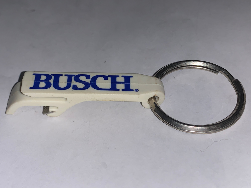 WHITE BUSCH ADVERTISING BOTTLE OPENER KEYCHAIN