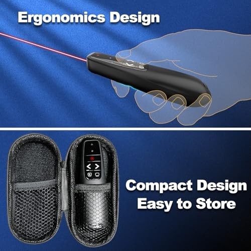 Wireless Presentation Clicker with Cases - Remote PowerPoint Pointer for Mac & P