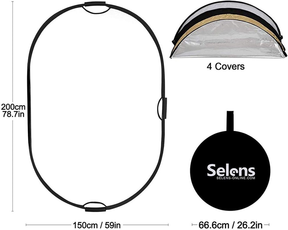 Oval Photography Reflector 59x78 inch Multi-Color Studio Light Diffuser