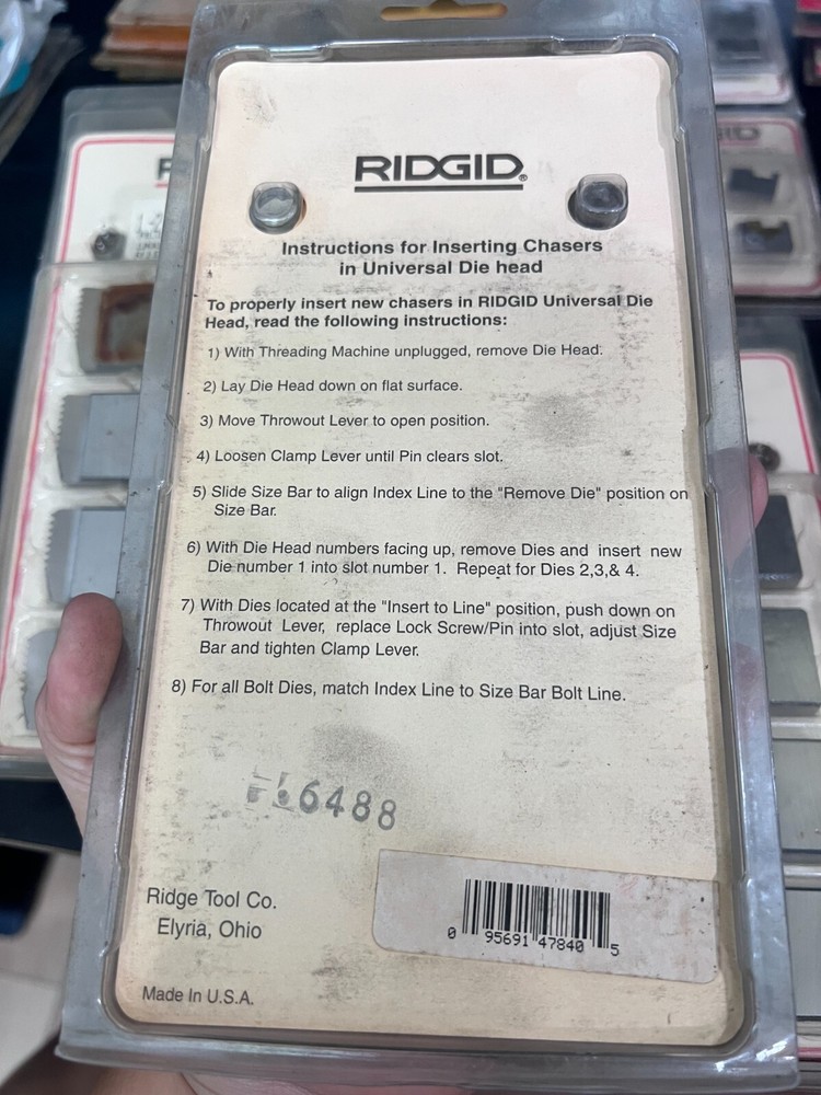 Ridgid 47840 1 to 2" NPSM Pipe Threading Replacement Die