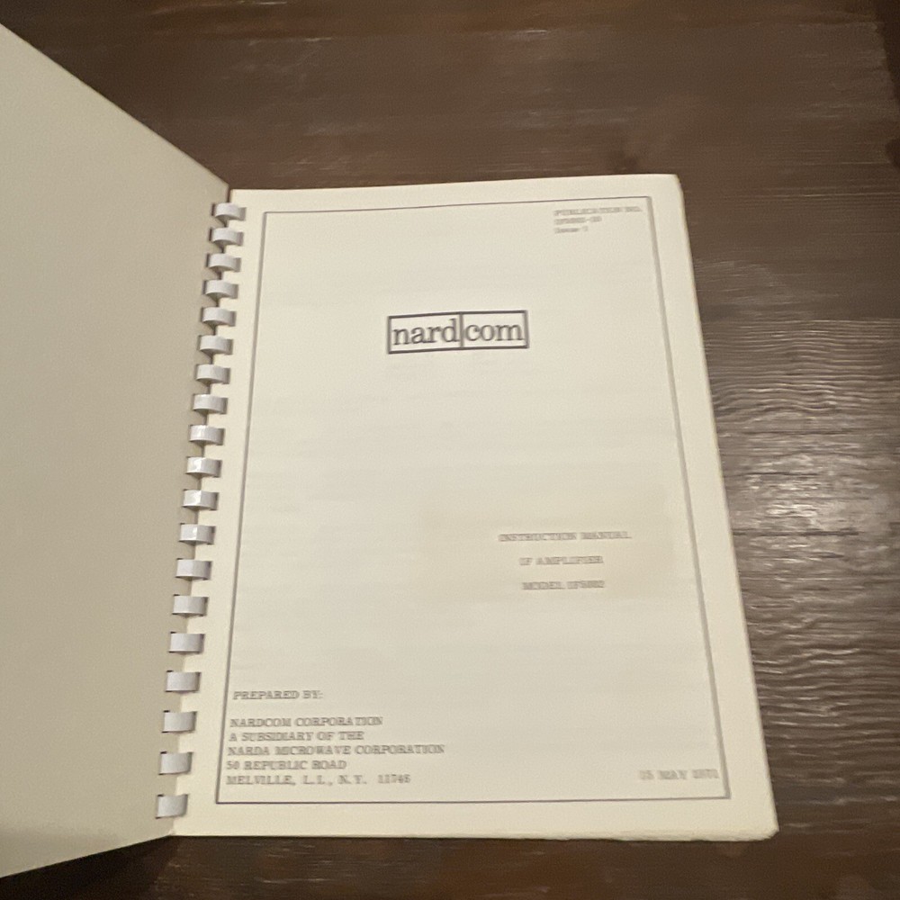 Nardcom Model IF5002 IF Amplifier Instruction Manual