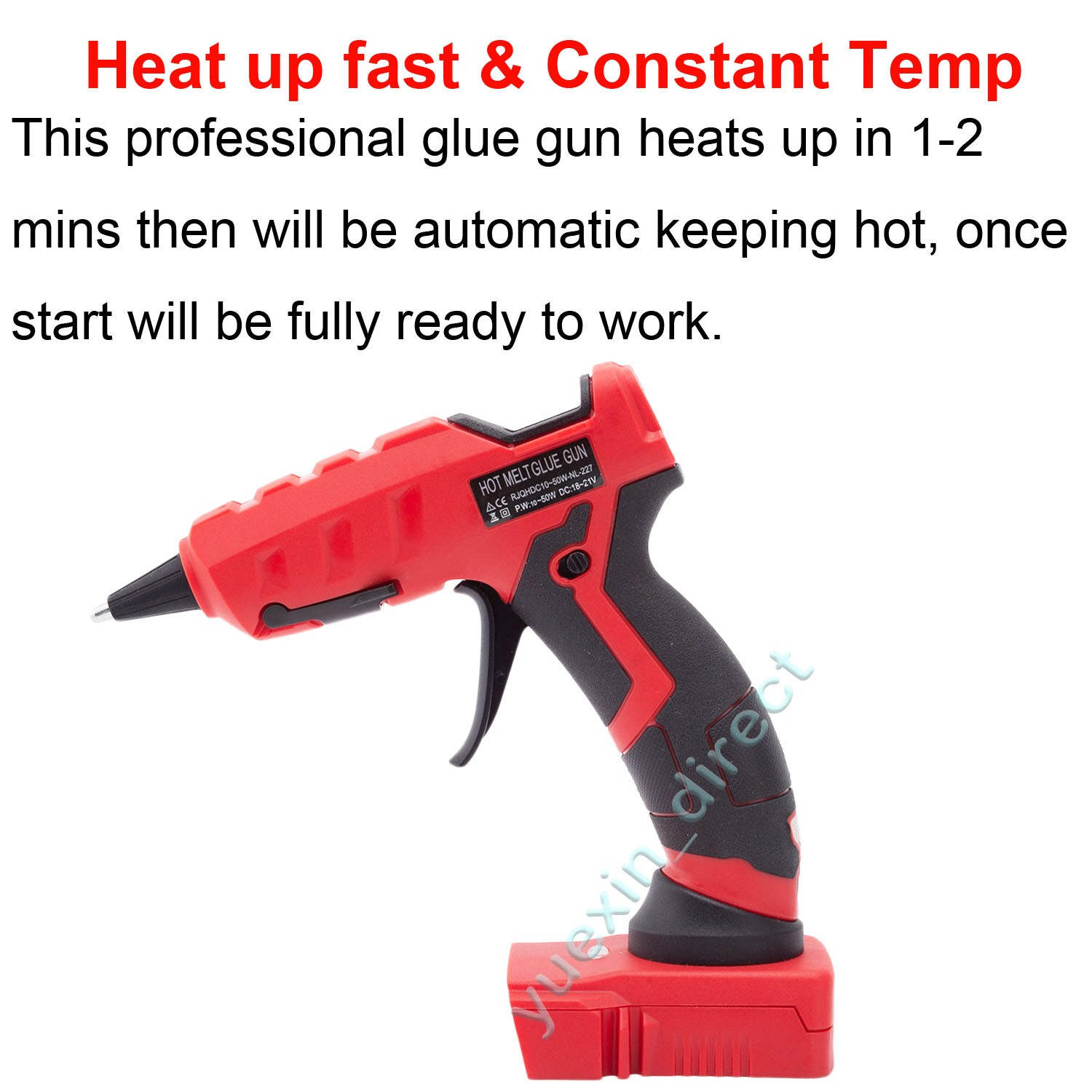 Cordless Hot Melt Glue Gun W/10 Sticks Heat Gun For Milwaukee 18V Li-ion Battery