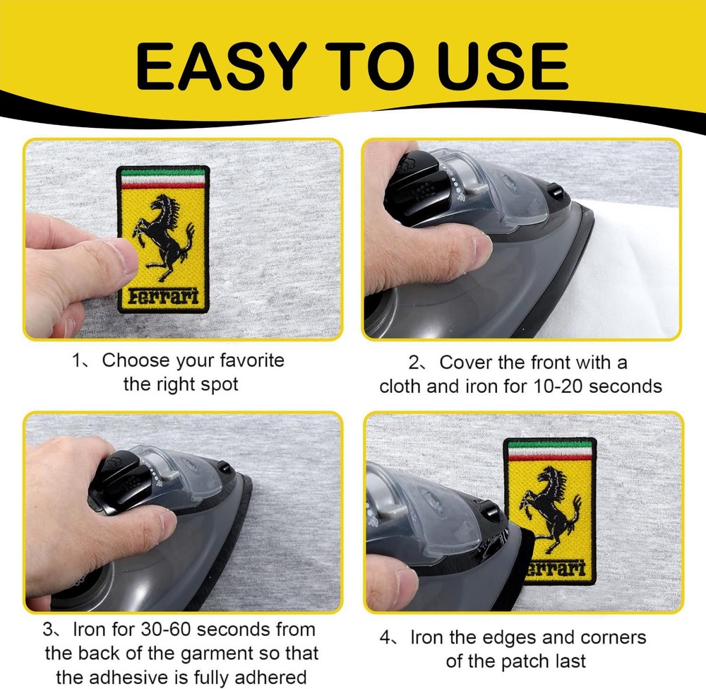 Ferrari Logo Crest Iron On Patch - Sew Patch - Crest Embroidered Patch 3"x1.9"