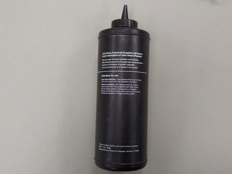 Vintage OEM John Deere powdered graphite empty plastic bottle B33379