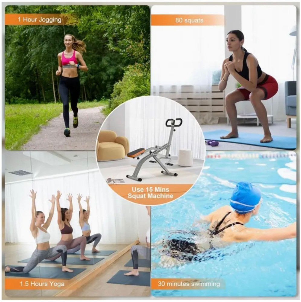 Squat Assist Trainer Seated Squat Machine Adjustable Foldable Glute Buttock Core
