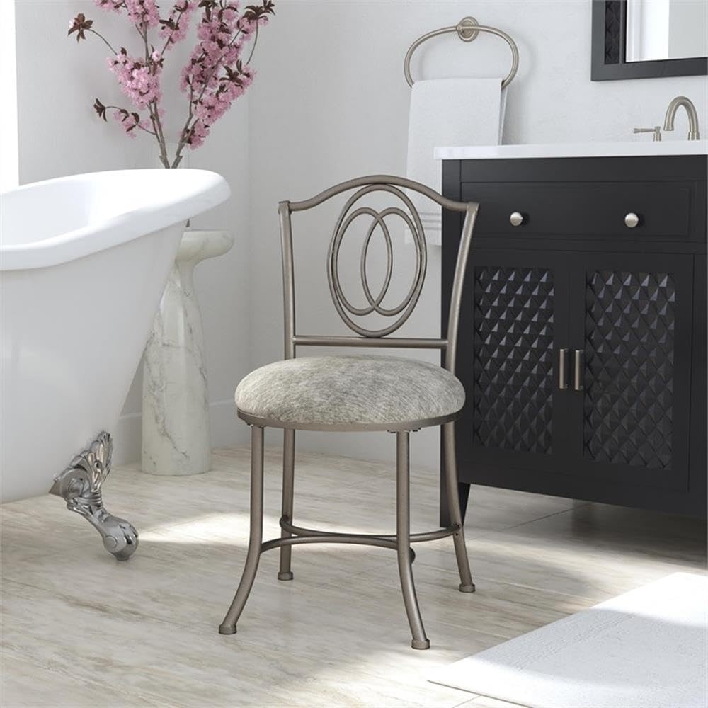 Emerson Metal Vanity Stool Silver 51053A