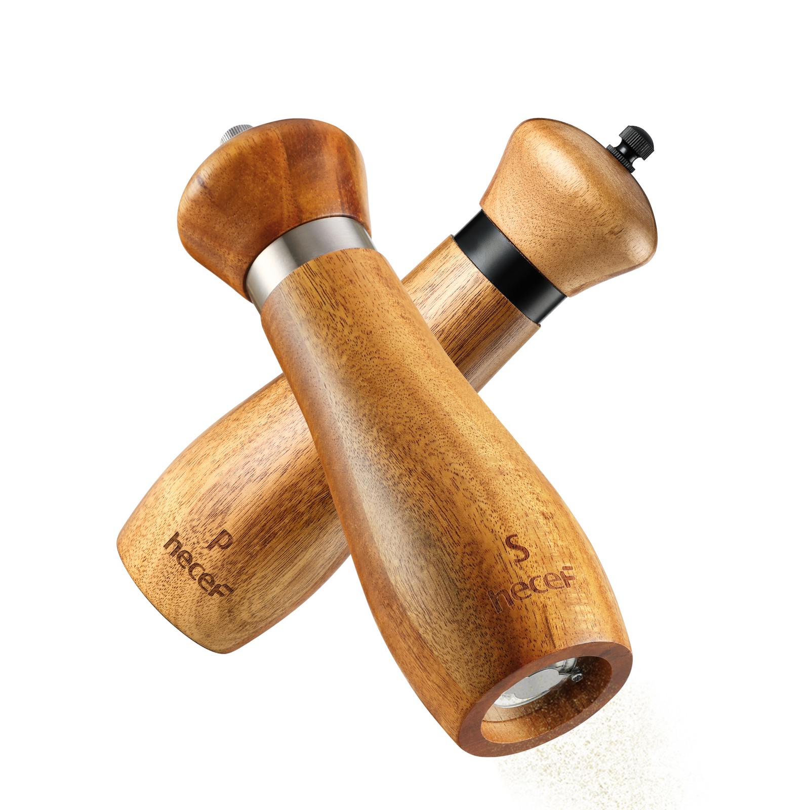 2PCS Wooden Salt and Pepper Grinder Set 20CM Large Mill w/Customized Coarseness