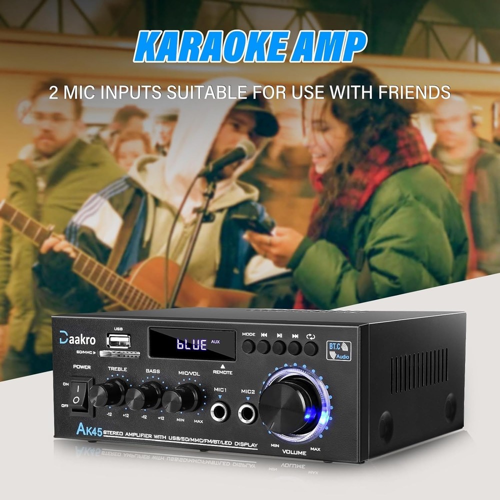 Powerful 300W Stereo Amplifier with Wireless Bluetooth & Custom Sound Control
