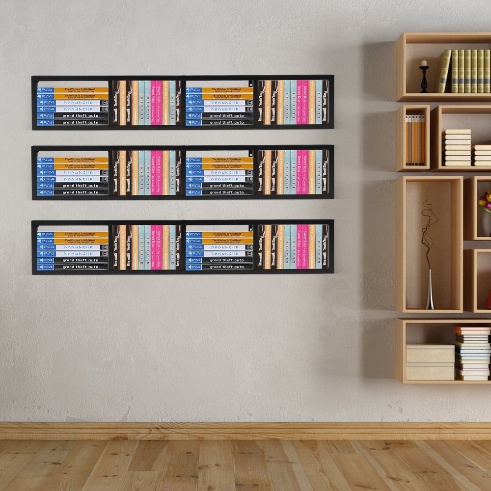 3-Stand Wall Mount CD Rack - Space-Saving DVD Organizer with Large Capacity