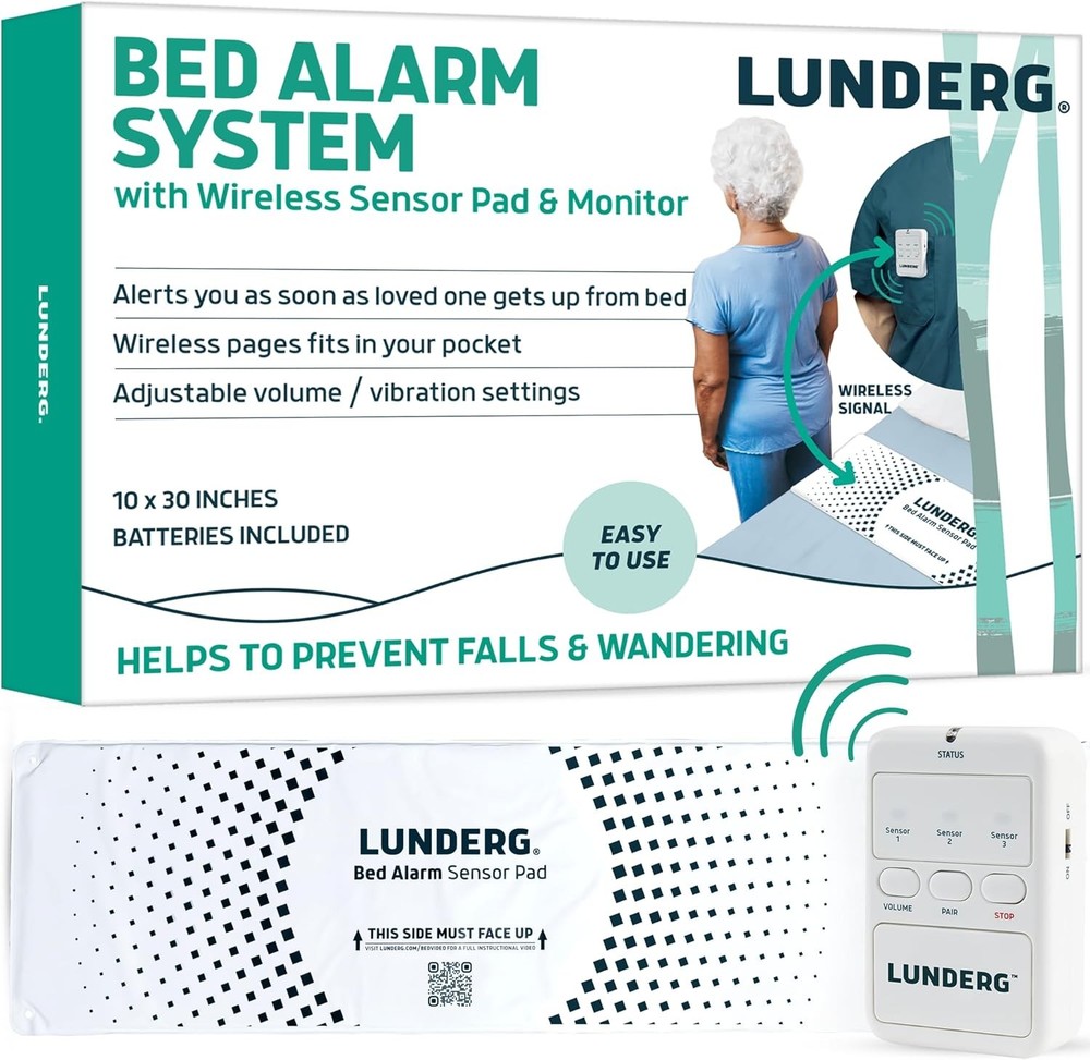 Wireless Bed Alarm Sensor Pad 10x30 w/ Pager Fall Prevention Elderly